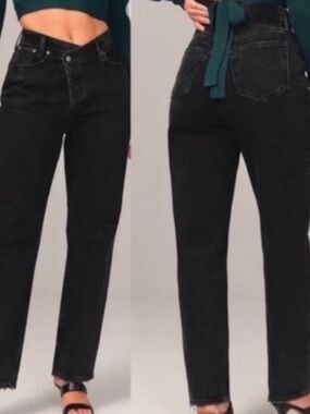 Abercrombie & Fitch Jeans The Dad High Rise Crossover in charcoal gray.